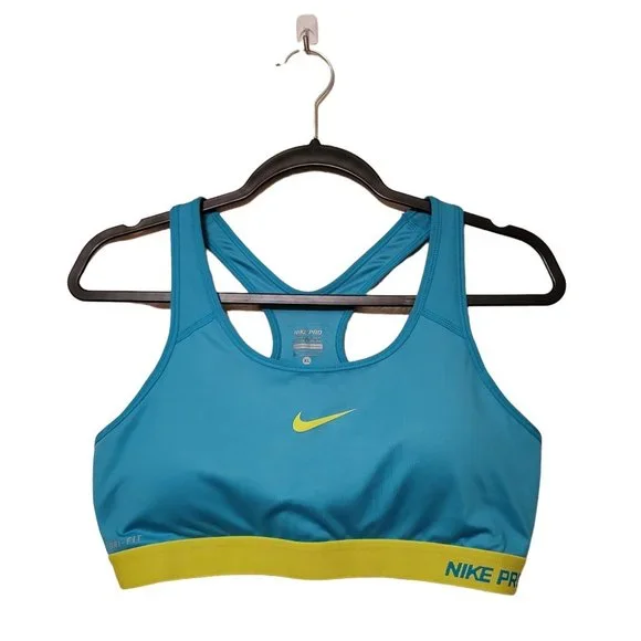 Nike Pro Womens Sports Bra Blue XL Plus Size Racerback Logo - Picture 1 of 6